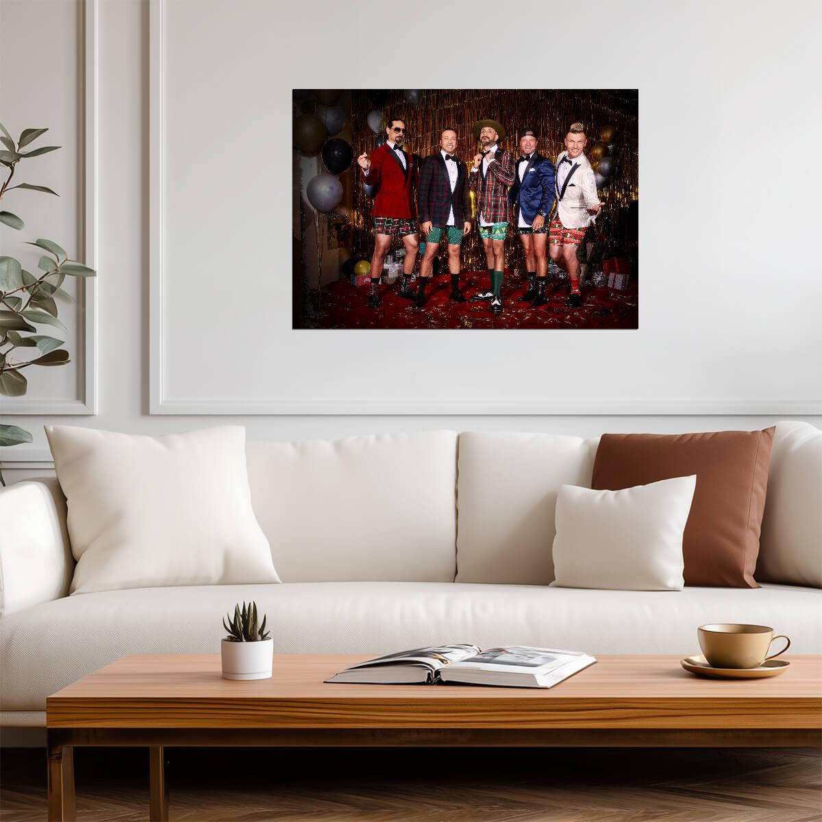 Backstreet Boys Holiday Party | Boy Band Music Poster | Festive Christmas Photoshoot - Music Poster