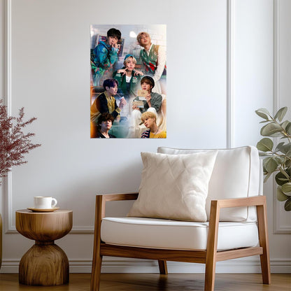 BTS Group Photo Collage | K-Pop Music Poster | Gift for Army Fan Decor - Music Poster