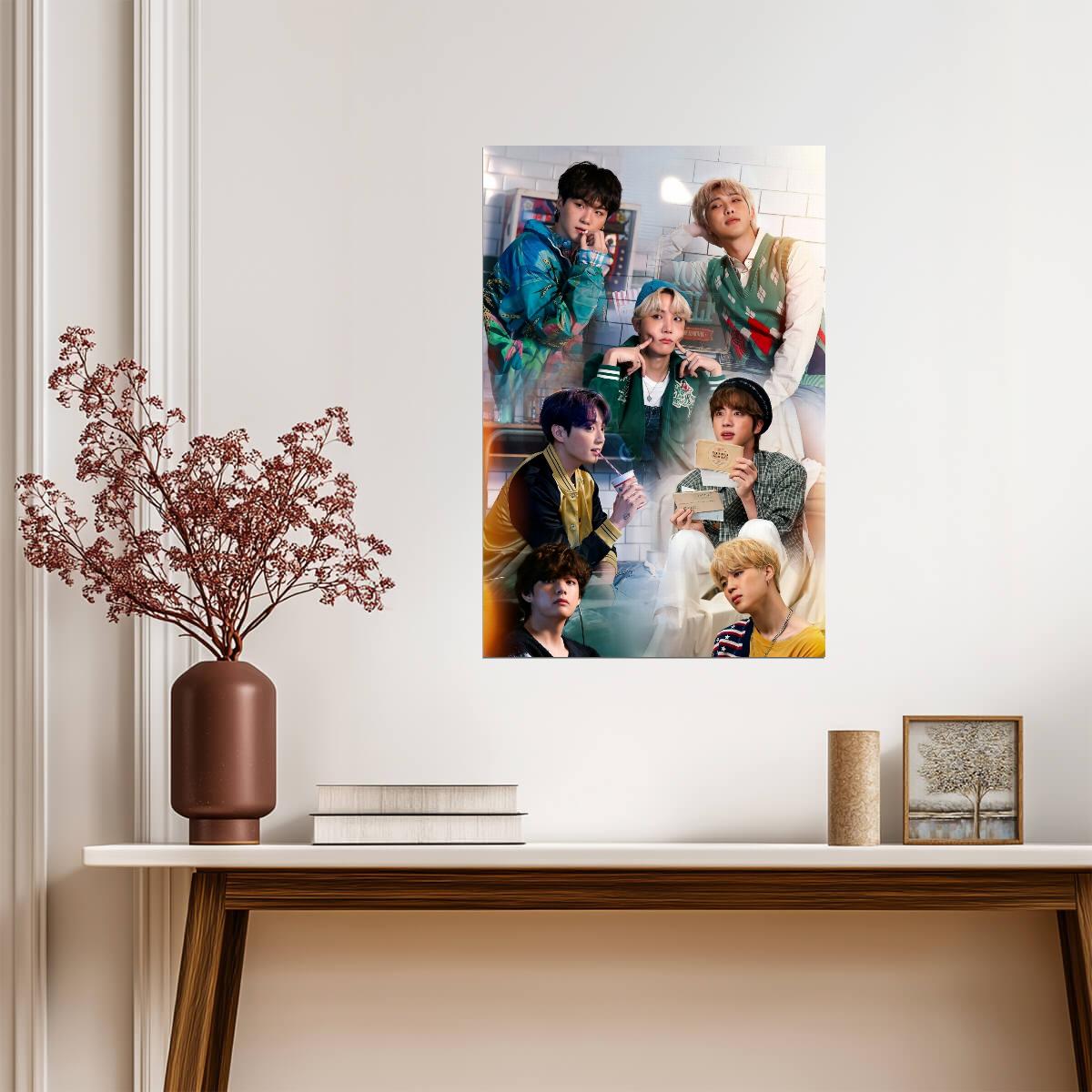 BTS Group Photo Collage | K-Pop Music Poster | Gift for Army Fan Decor - Music Poster