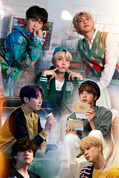 BTS Group Photo Collage | K-Pop Music Poster | Gift for Army Fan Decor - Music Poster