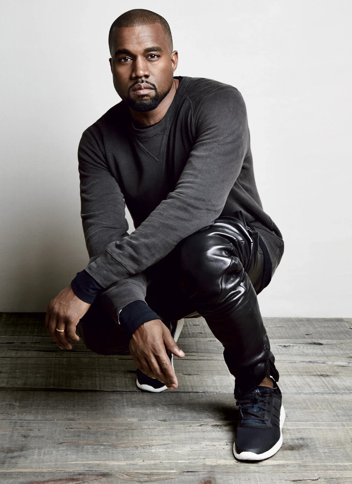 Kanye West Squatting Pose | Celebritie Portrait Poster | Hip Hop Fashion Art - Music Poster