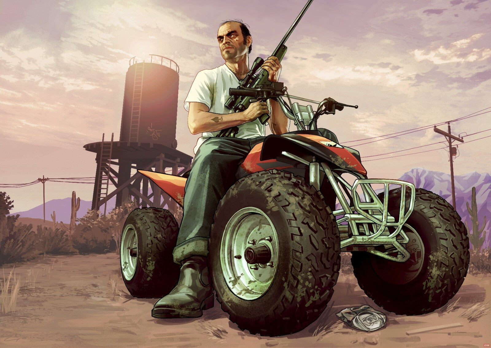 Grand Theft Auto V Trevor Philips on ATV | Character Promo Art Poster | Action Game Wall Decor - Video Games Poster
