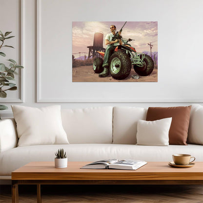 Grand Theft Auto V Trevor Philips on ATV | Character Promo Art Poster | Action Game Wall Decor - Video Games Poster