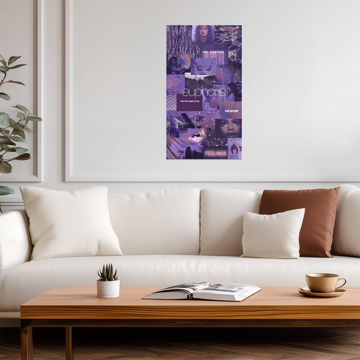Euphoria Aesthetic Collage | Purple TV Show Poster | Zendaya Rue Fan Art - Movies & TV Poster
