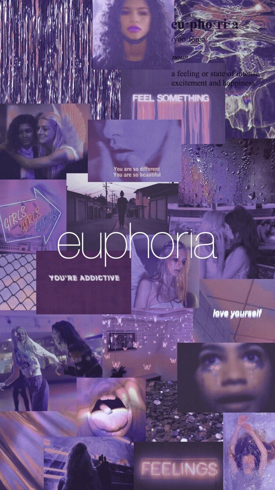 Euphoria Aesthetic Collage | Purple TV Show Poster | Zendaya Rue Fan Art - Movies & TV Poster