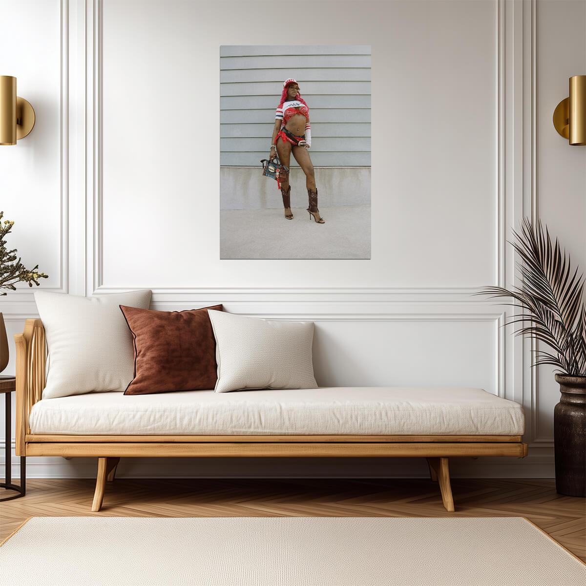 Sexyy Red Street Photoshoot | Sexy Outfit Poster | Hip Hop Star Wall Art - Music Poster