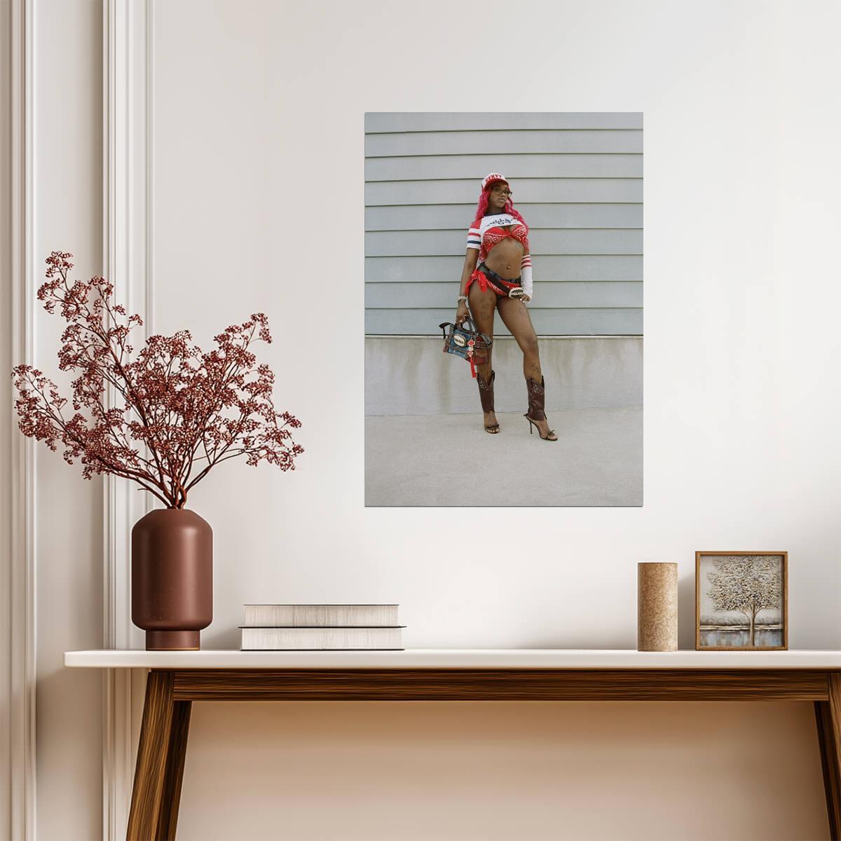 Sexyy Red Street Photoshoot | Sexy Outfit Poster | Hip Hop Star Wall Art - Music Poster