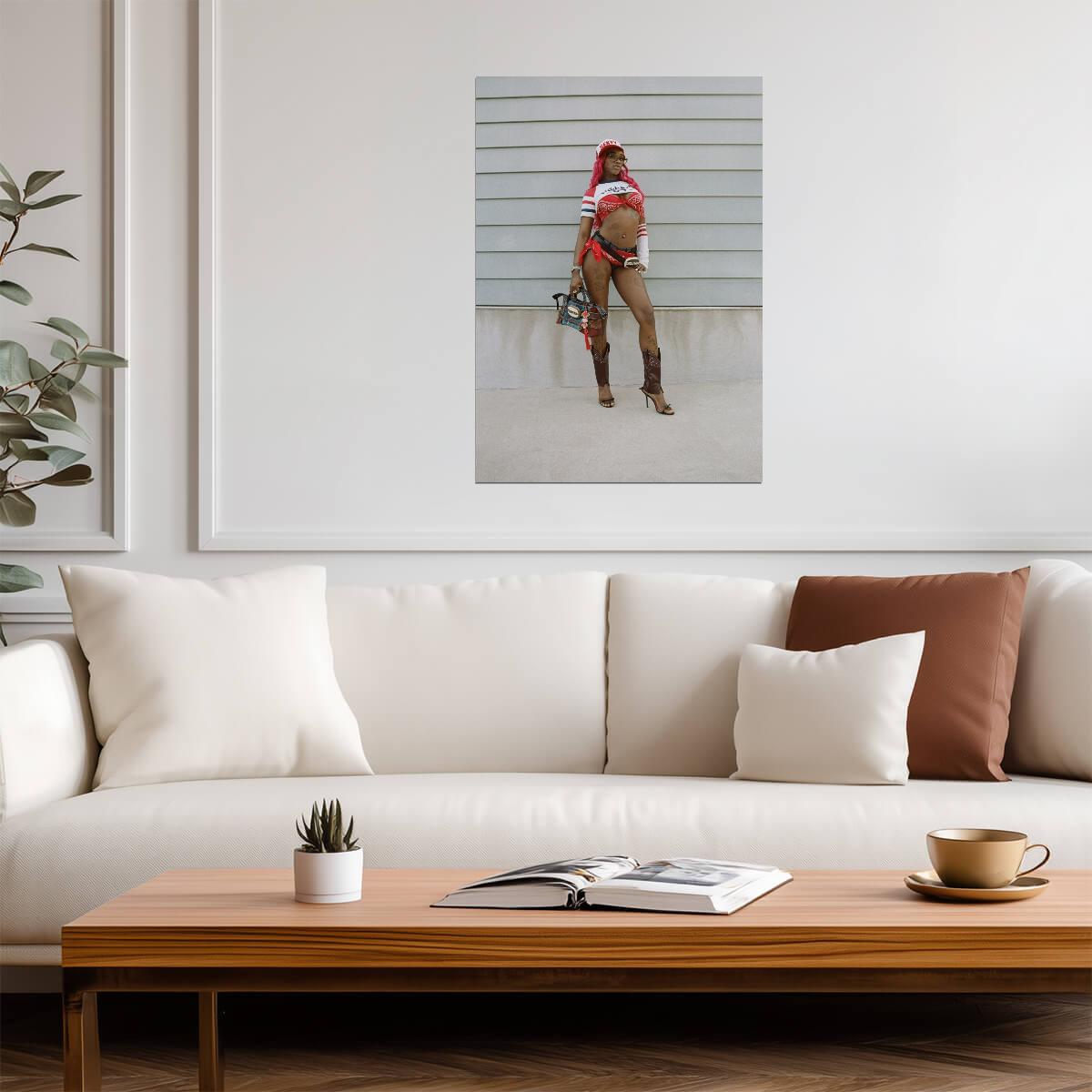 Sexyy Red Street Photoshoot | Sexy Outfit Poster | Hip Hop Star Wall Art - Music Poster