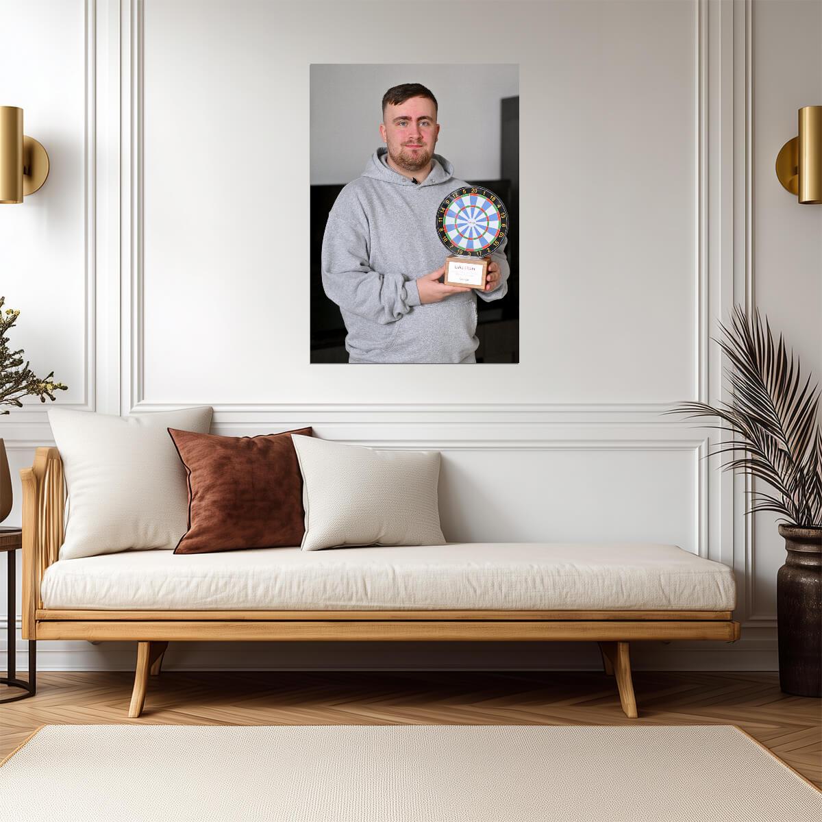Luke Littler with Google Award Trophy | Professional Darts Poster | Sports Photography Print - Sports Poster