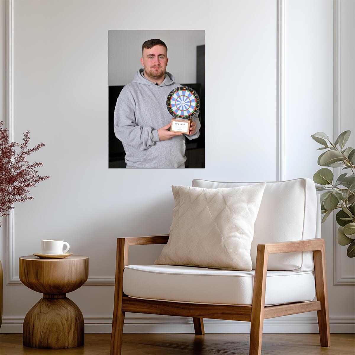 Luke Littler with Google Award Trophy | Professional Darts Poster | Sports Photography Print - Sports Poster