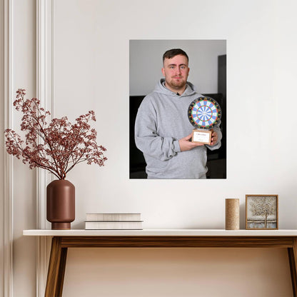 Luke Littler with Google Award Trophy | Professional Darts Poster | Sports Photography Print - Sports Poster