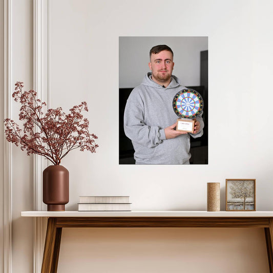 Luke Littler with Google Award Trophy | Professional Darts Poster | Sports Photography Print - Sports Poster