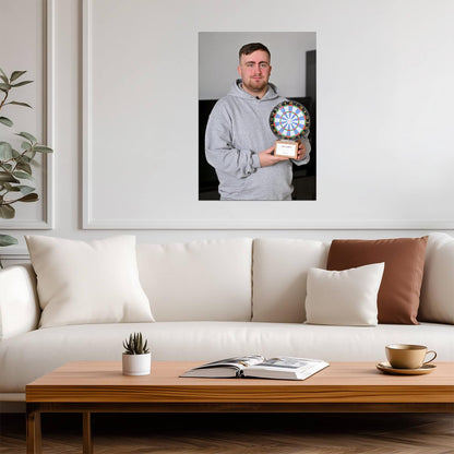 Luke Littler with Google Award Trophy | Professional Darts Poster | Sports Photography Print - Sports Poster