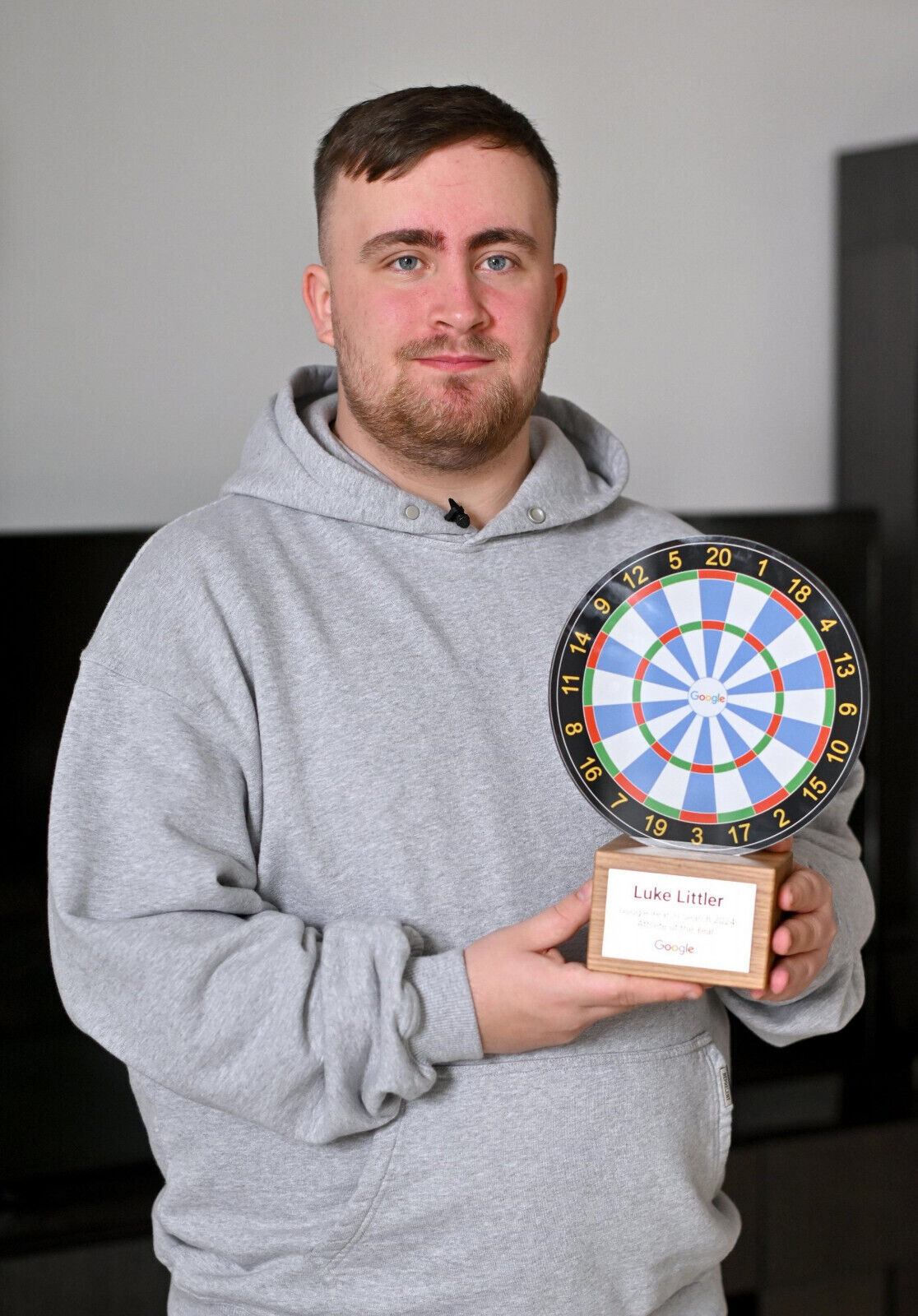 Luke Littler with Google Award Trophy | Professional Darts Poster | Sports Photography Print - Sports Poster