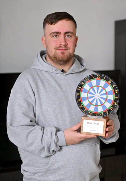 Luke Littler with Google Award Trophy | Professional Darts Poster | Sports Photography Print - Sports Poster