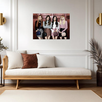 Blackpink Group Photo | K-Pop Music Poster | Jennie Jisoo Lisa Rosé Wall Art - Music Poster