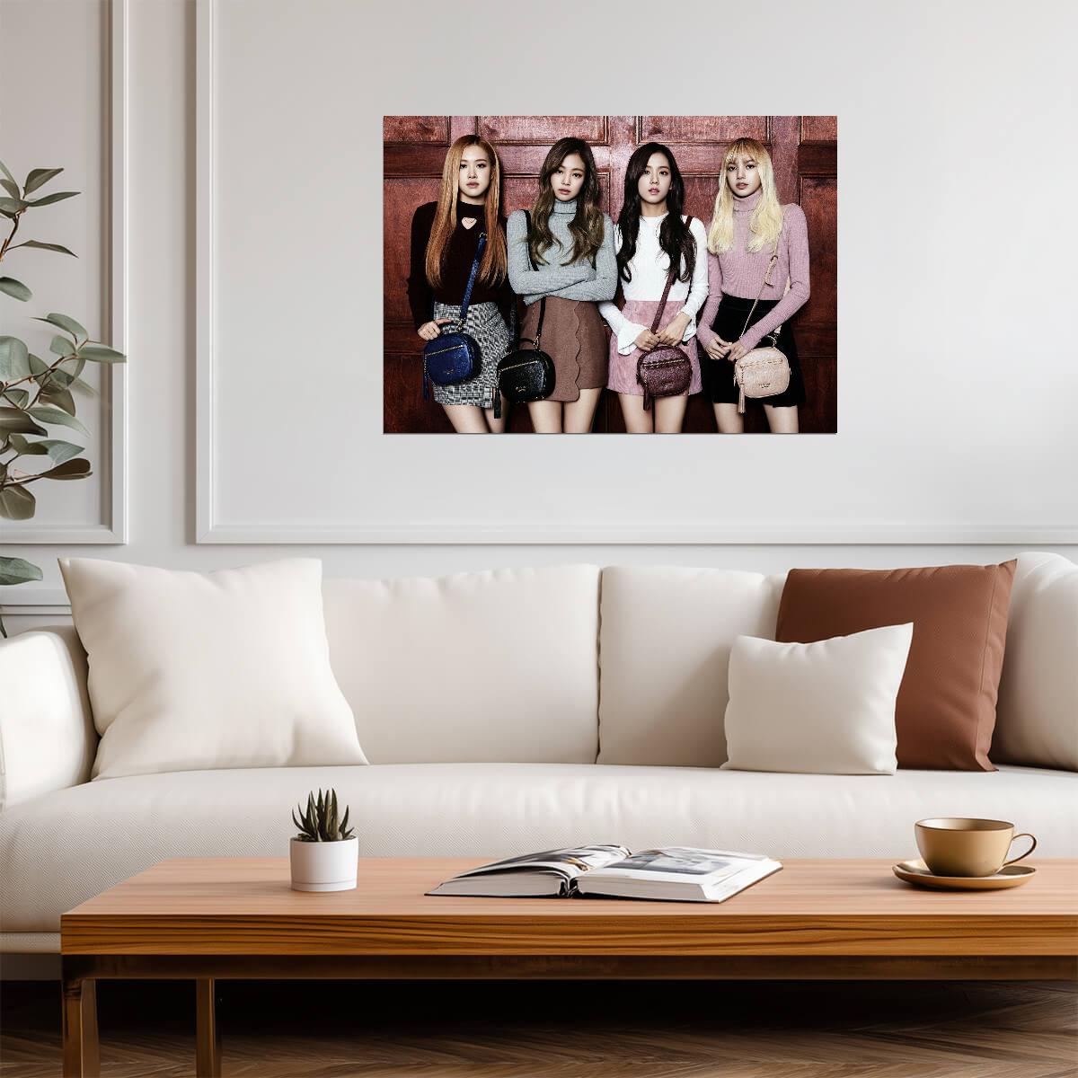 Blackpink Group Photo | K-Pop Music Poster | Jennie Jisoo Lisa Rosé Wall Art - Music Poster