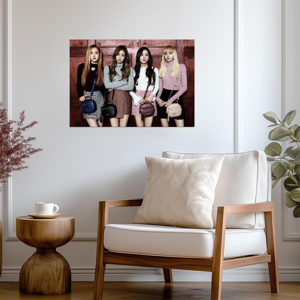Blackpink Group Photo | K-Pop Music Poster | Jennie Jisoo Lisa Rosé Wall Art - Music Poster