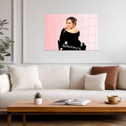 Addison Rae Pink Background | Influencer Poster | Pastel Grid Print - Celebrities Poster
