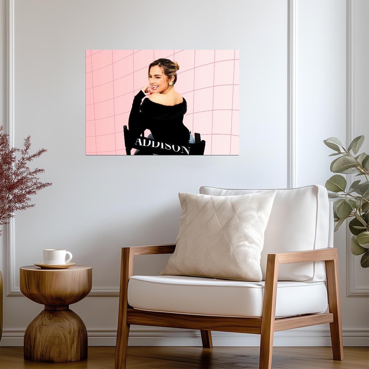 Addison Rae Pink Background | Influencer Poster | Pastel Grid Print - Celebrities Poster