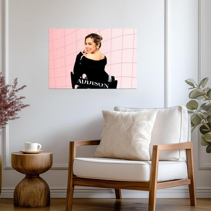 Addison Rae Pink Background | Influencer Poster | Pastel Grid Print - Celebrities Poster