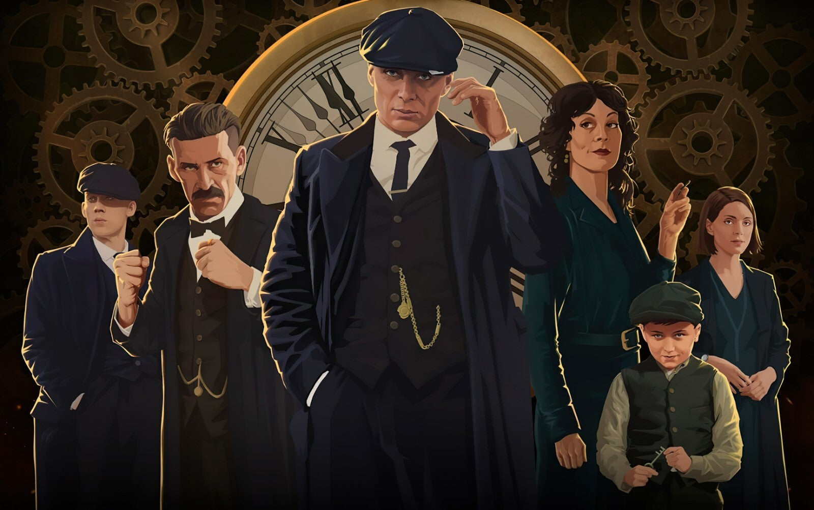 Peaky Blinders Cast with Thomas Shelby | Illustrated TV Show Art | British Crime Drama Poster - Movies & TV Poster