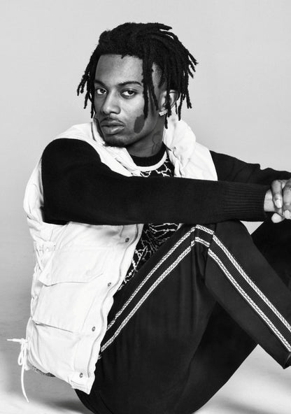 Playboi Carti Black and White Photoshoot | White Vest Portrait Poster | Hip Hop Fashion Art - Music Poster