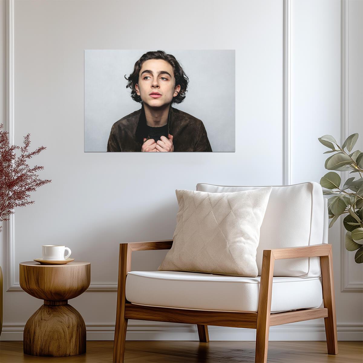 Timothée Chalamet Brown Suede Jacket | Young Actor Portrait | Celebrity Wall Decor Poster - Celebrities Poster