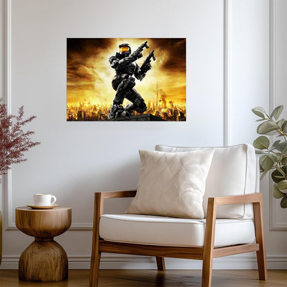 Halo 2 Master Chief Dual Wielding | Classic FPS Game Poster | Sci-Fi Shooter Wall Art - Video Games Poster