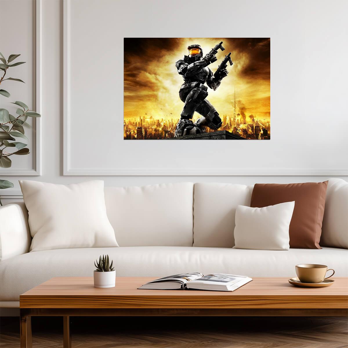 Halo 2 Master Chief Dual Wielding | Classic FPS Game Poster | Sci-Fi Shooter Wall Art - Video Games Poster