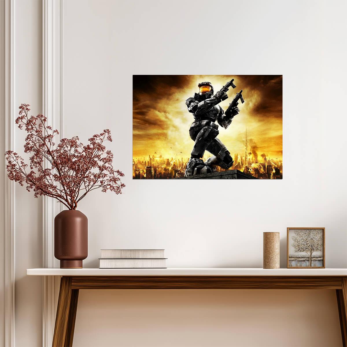Halo 2 Master Chief Dual Wielding | Classic FPS Game Poster | Sci-Fi Shooter Wall Art - Video Games Poster