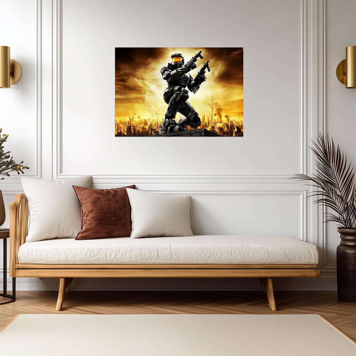 Halo 2 Master Chief Dual Wielding | Classic FPS Game Poster | Sci-Fi Shooter Wall Art - Video Games Poster