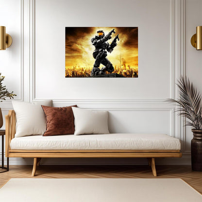 Halo 2 Master Chief Dual Wielding | Classic FPS Game Poster | Sci-Fi Shooter Wall Art - Video Games Poster