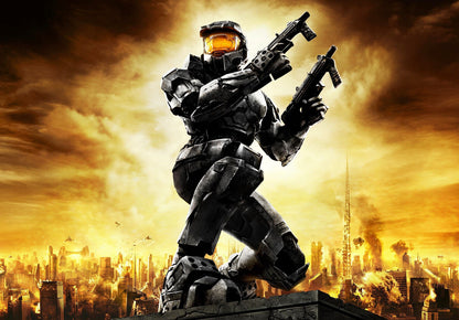Halo 2 Master Chief Dual Wielding | Classic FPS Game Poster | Sci-Fi Shooter Wall Art - Video Games Poster