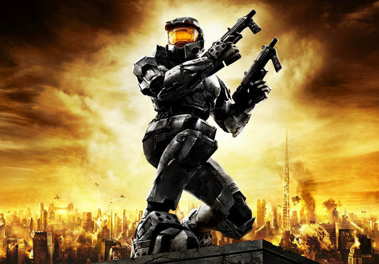 Halo 2 Master Chief Dual Wielding | Classic FPS Game Poster | Sci-Fi Shooter Wall Art - Video Games Poster