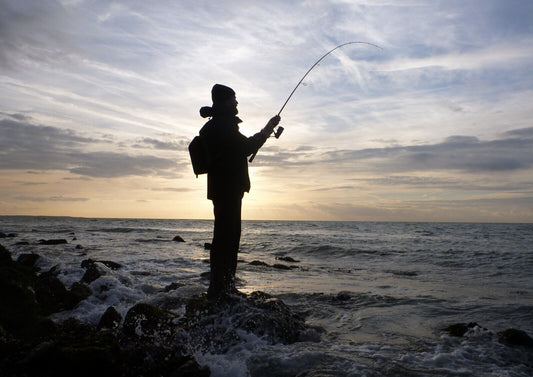 Fisherman Silhouette at Sunset | Fishing Photography Poster | Peaceful Lake Wall Art - Photography Poster