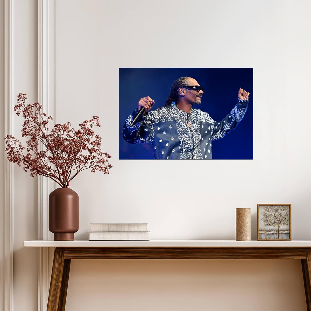 Snoop Dogg Blue Paisley Outfit | Live Concert Photo | West Coast Rap Poster - Music Poster