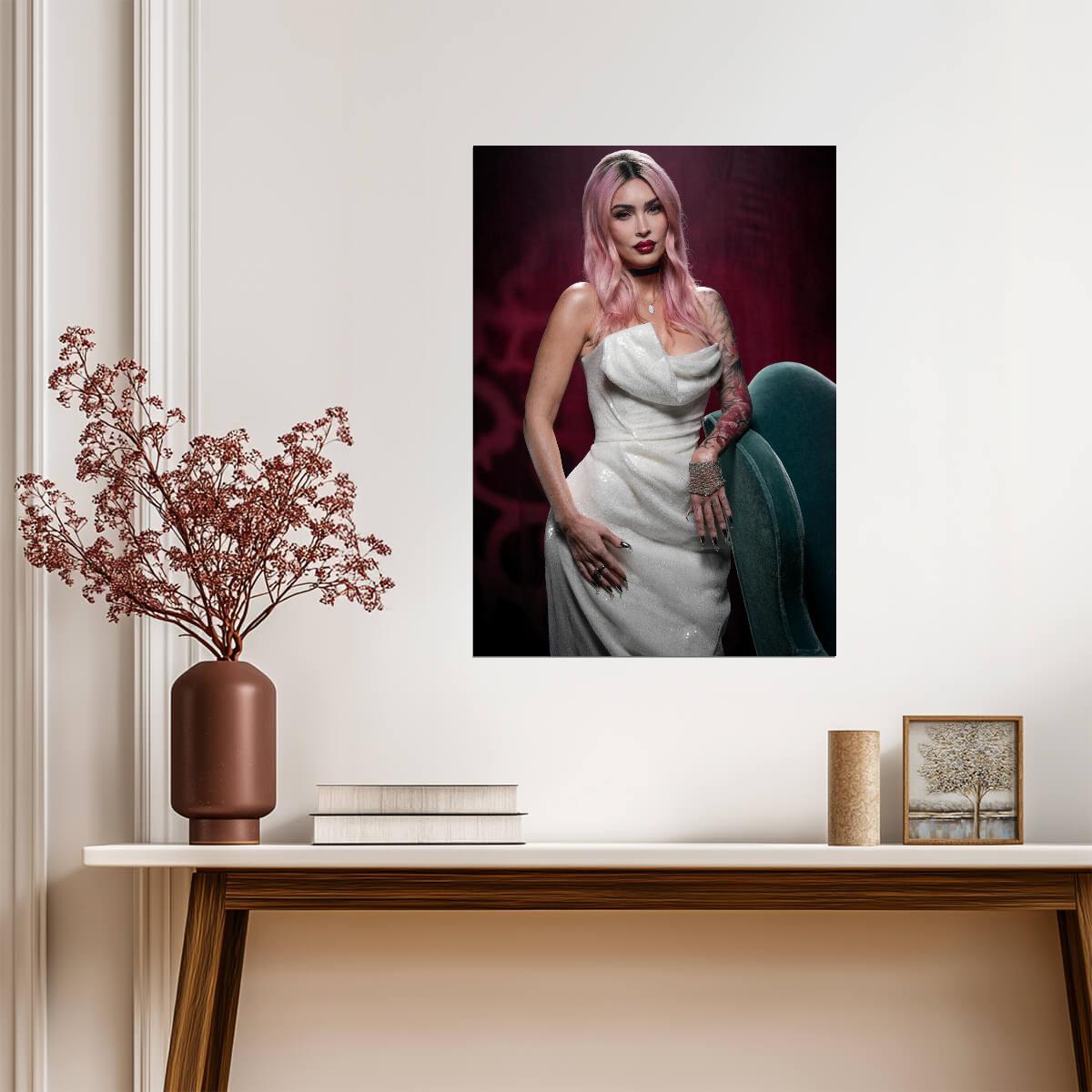 Megan Fox Pink Hair Photoshoot | Celebrity Portrait | Modern Photo Poster - Celebrities Poster