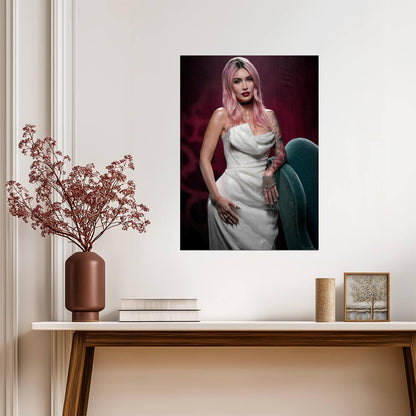 Megan Fox Pink Hair Photoshoot | Celebrity Portrait | Modern Photo Poster - Celebrities Poster