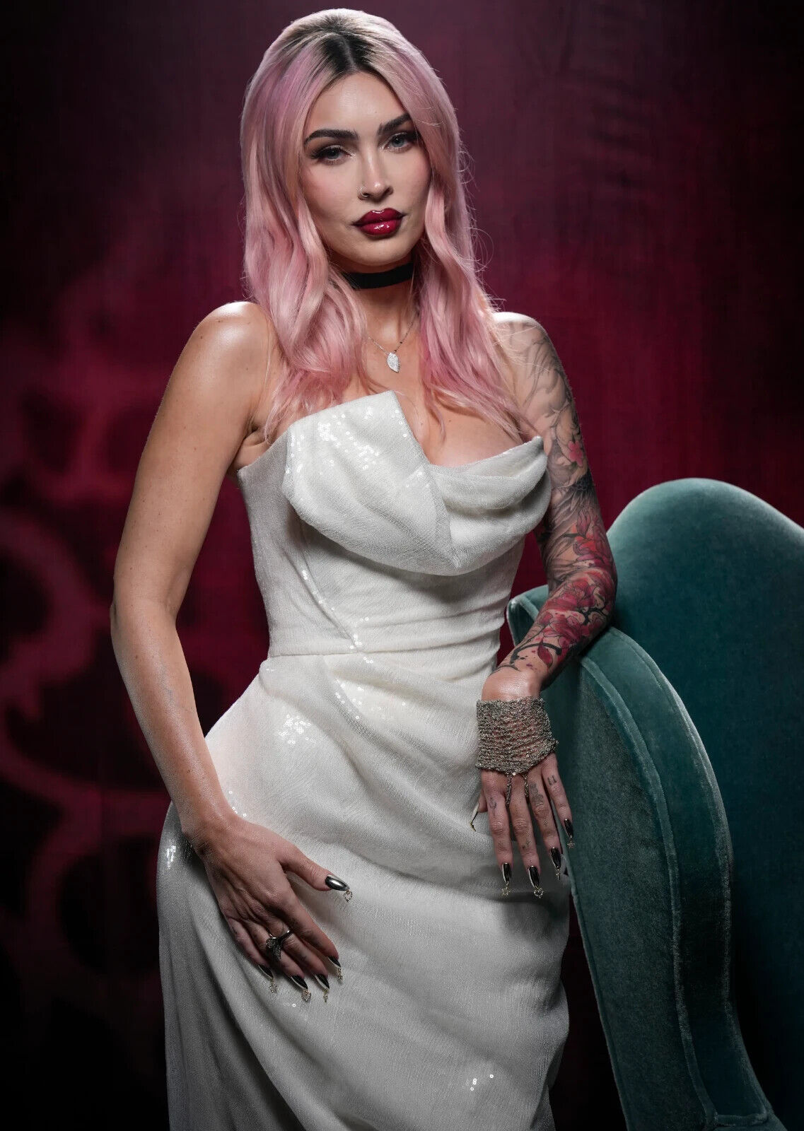Megan Fox Pink Hair Photoshoot | Celebrity Portrait | Modern Photo Poster - Celebrities Poster