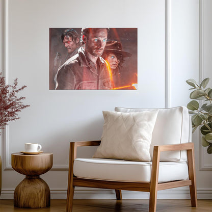 The Walking Dead Rick & Carl Grimes | Red Flare Key Art | Zombie Drama Poster - Movies & TV Poster
