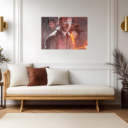The Walking Dead Rick & Carl Grimes | Red Flare Key Art | Zombie Drama Poster - Movies & TV Poster