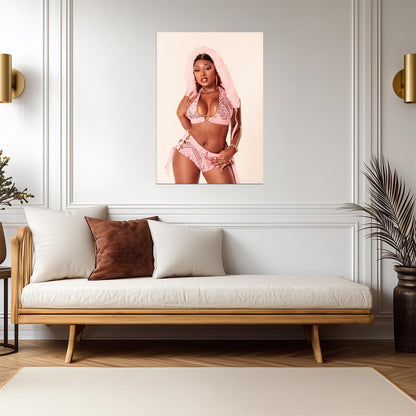 Megan Thee Stallion Girls in the Hood | Pink Lingerie Poster | Sexy Hip Hop Music Art - Music Poster