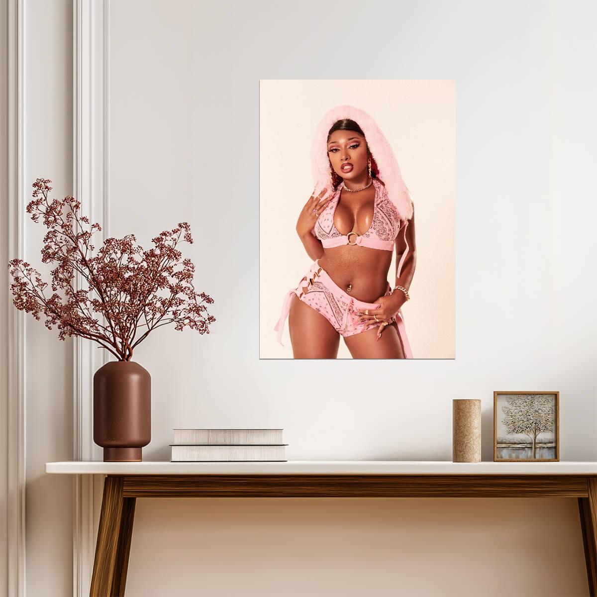 Megan Thee Stallion Girls in the Hood | Pink Lingerie Poster | Sexy Hip Hop Music Art - Music Poster