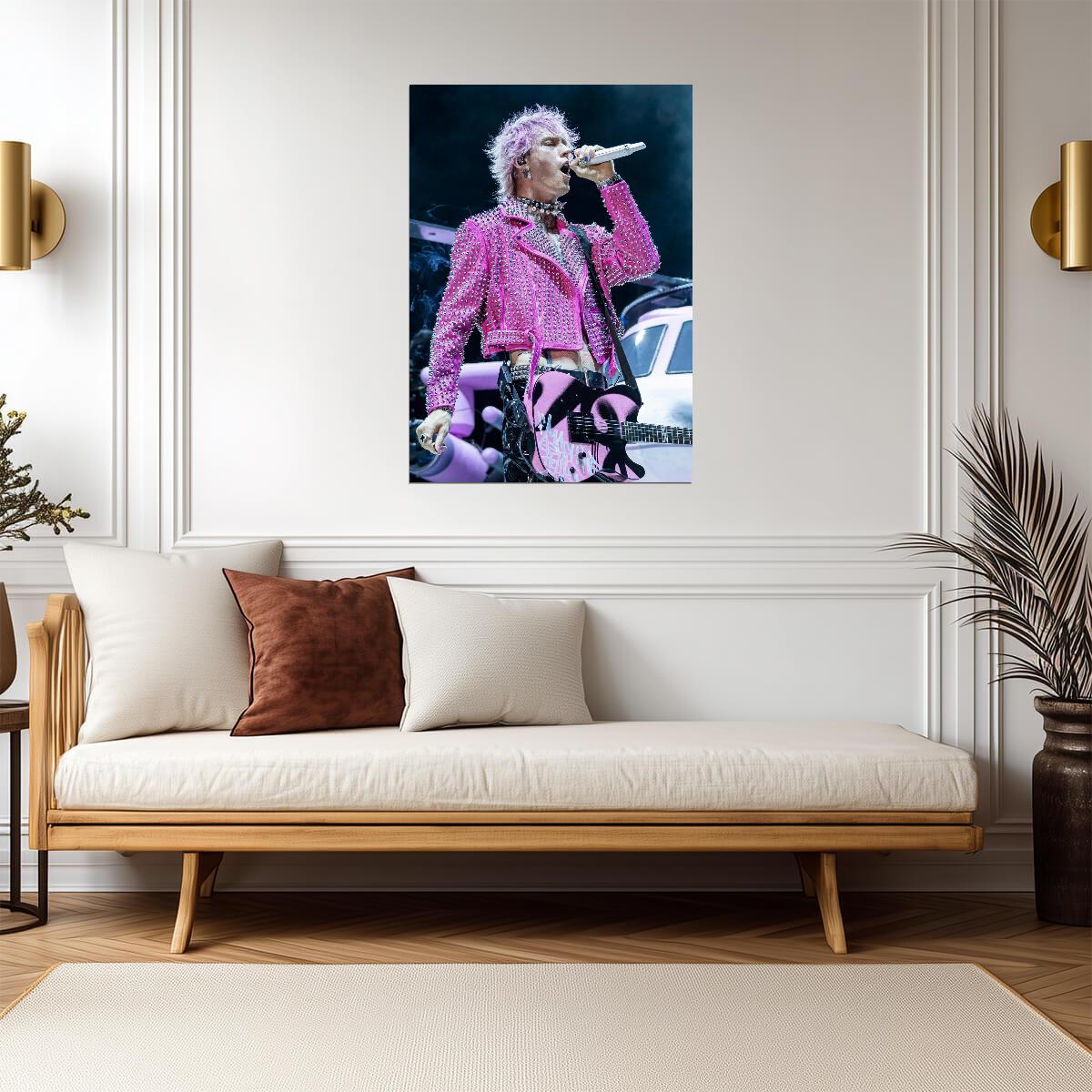 Machine Gun Kelly Pink Spiked Jacket | Live Performance Photo | Pop Punk Poster - Music Poster