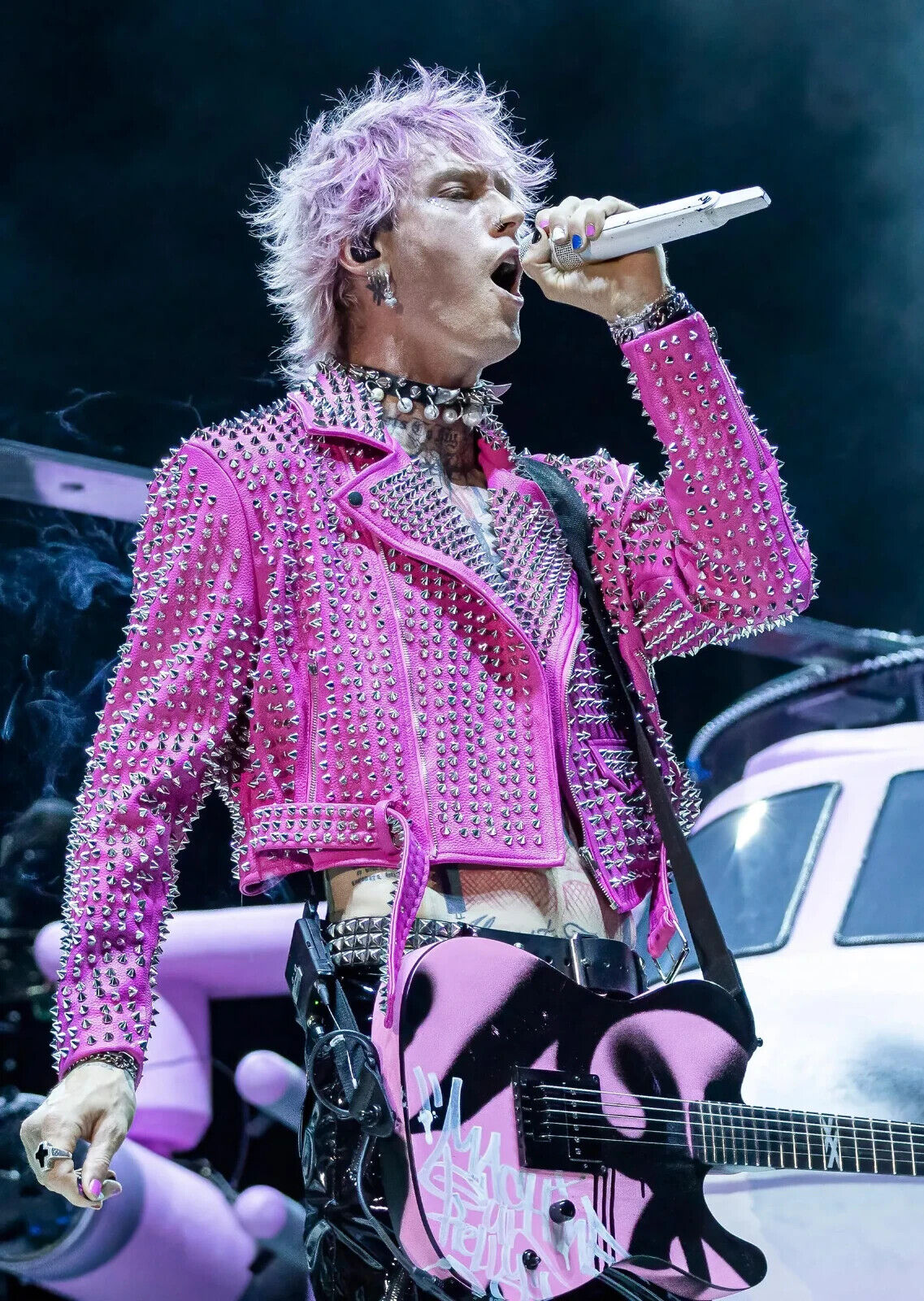 Machine Gun Kelly Pink Spiked Jacket | Live Performance Photo | Pop Punk Poster - Music Poster