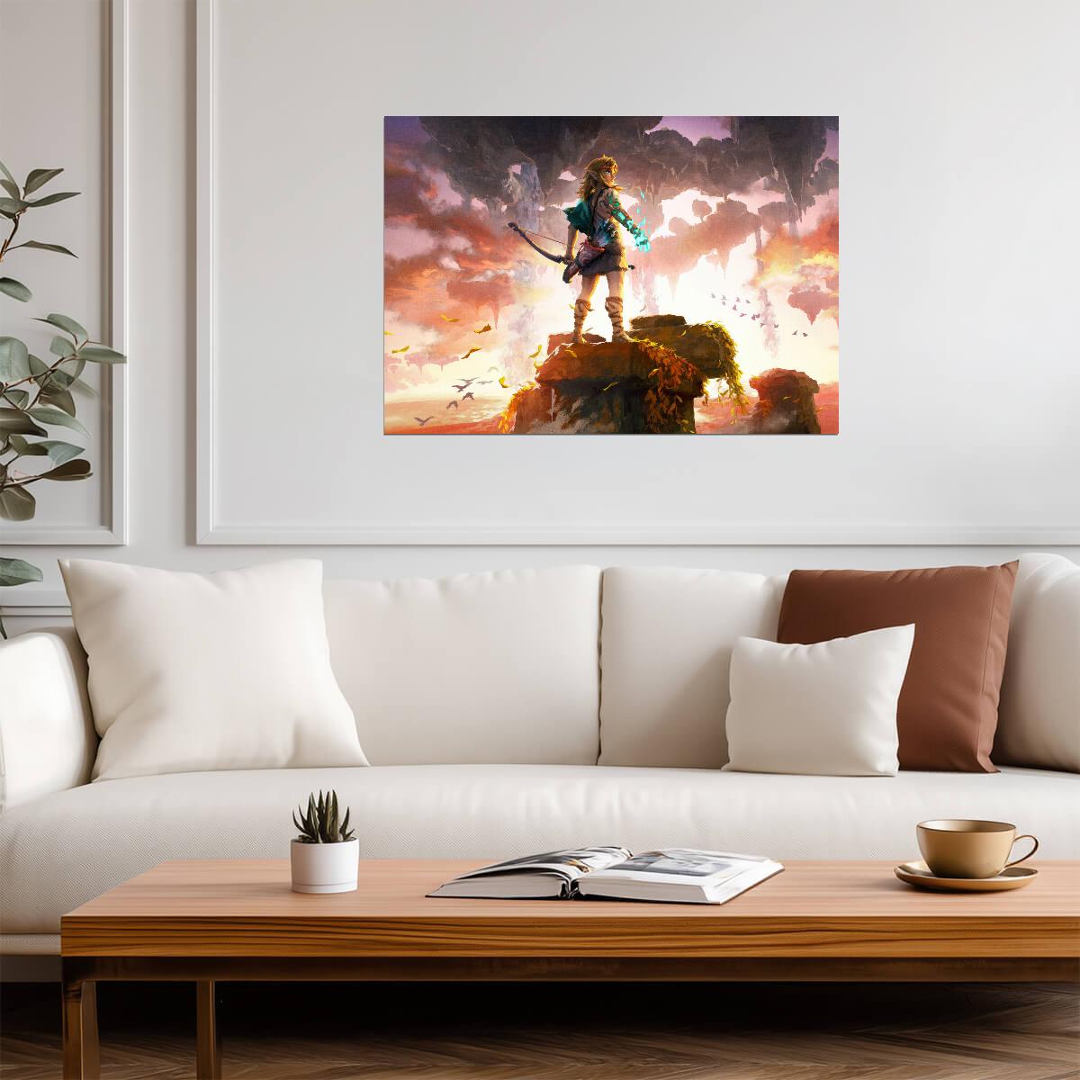 The Legend of Zelda Tears of the Kingdom Link with Glowing Arm | Key Art Poster | Nintendo Switch TOTK Decor - Video Games Poster