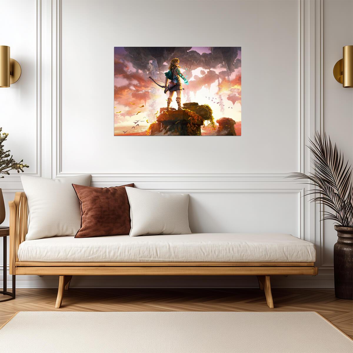 The Legend of Zelda Tears of the Kingdom Link with Glowing Arm | Key Art Poster | Nintendo Switch TOTK Decor - Video Games Poster