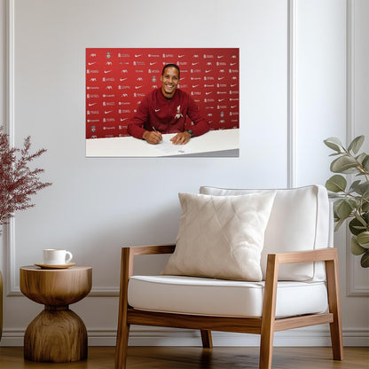 Virgil van Dijk Liverpool FC | Soccer Poster | Sports Legend Signing Photo - Sports Poster