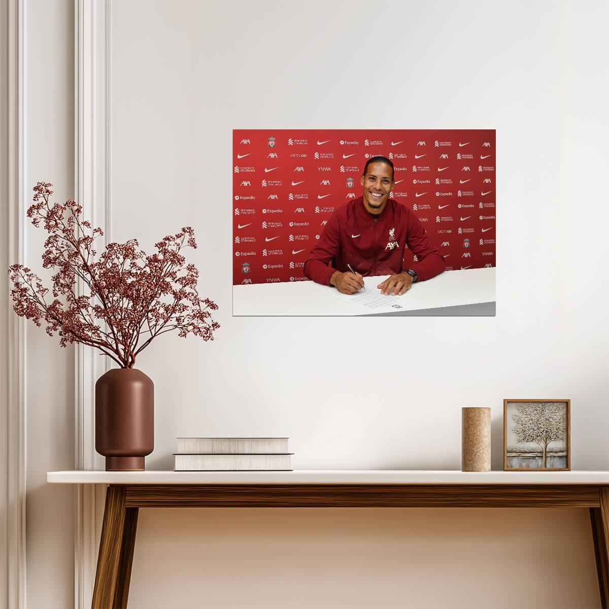 Virgil van Dijk Liverpool FC | Soccer Poster | Sports Legend Signing Photo - Sports Poster